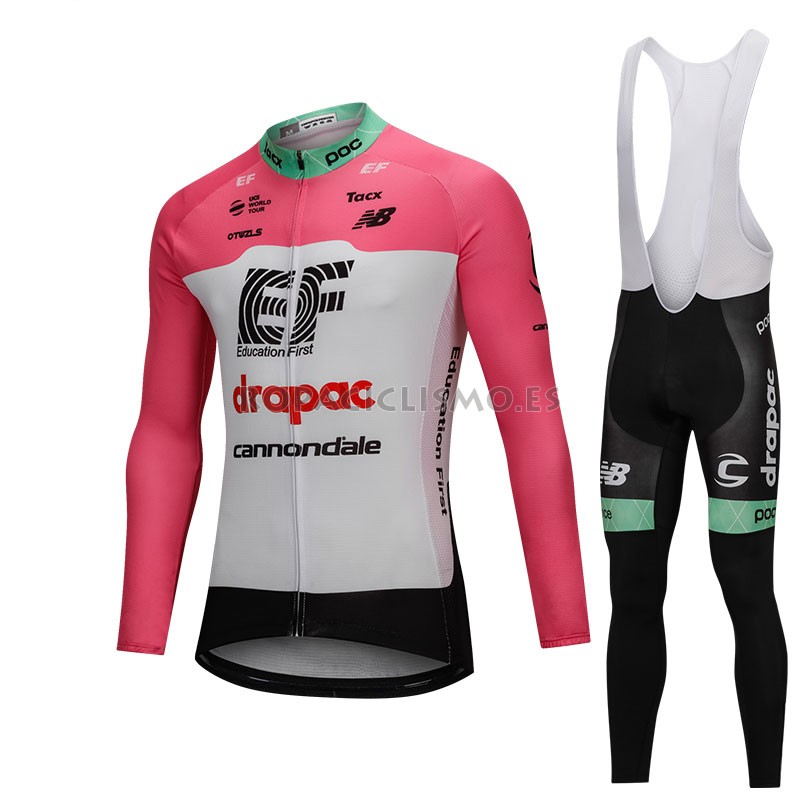 2018 Maillot Cannondale Drapac Tirantes Mangas Largas Blanco Y R